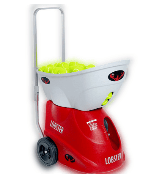 9.  Lobster Sports – Elite Grand Five LE – Battery Powered Tennis Ball Machine